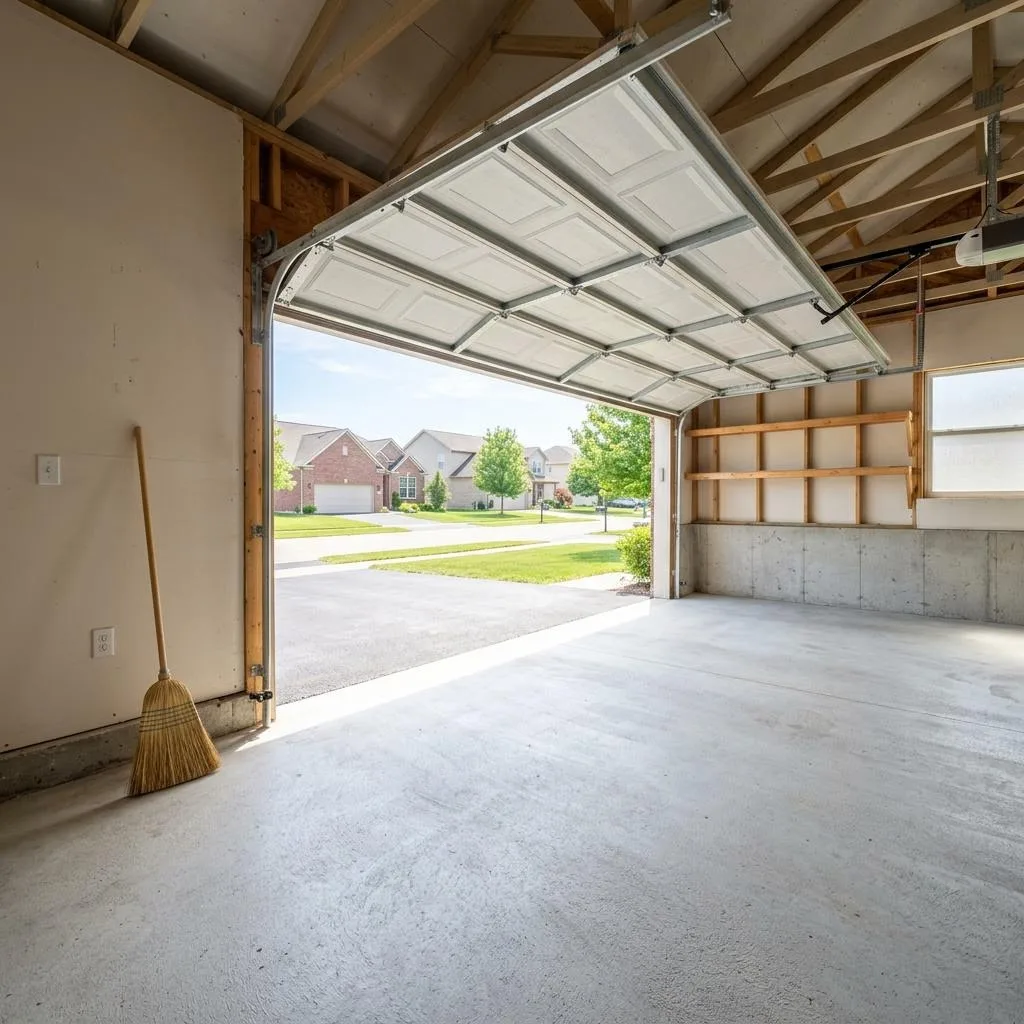 A clean, empty garage after unwanted items have been removed